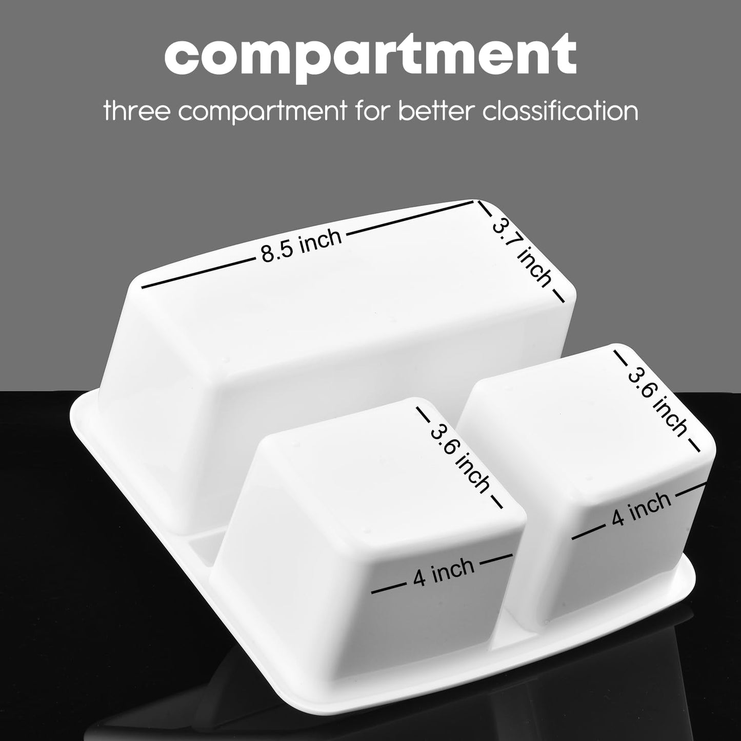 ALINK Plastic Classroom Caddy Organizer with Handle, 6-Pack 3 Compartments, Teacher Supply Storage Caddy for Classroom Organization, Table, Desk, Office, Craft Art for Kids - White