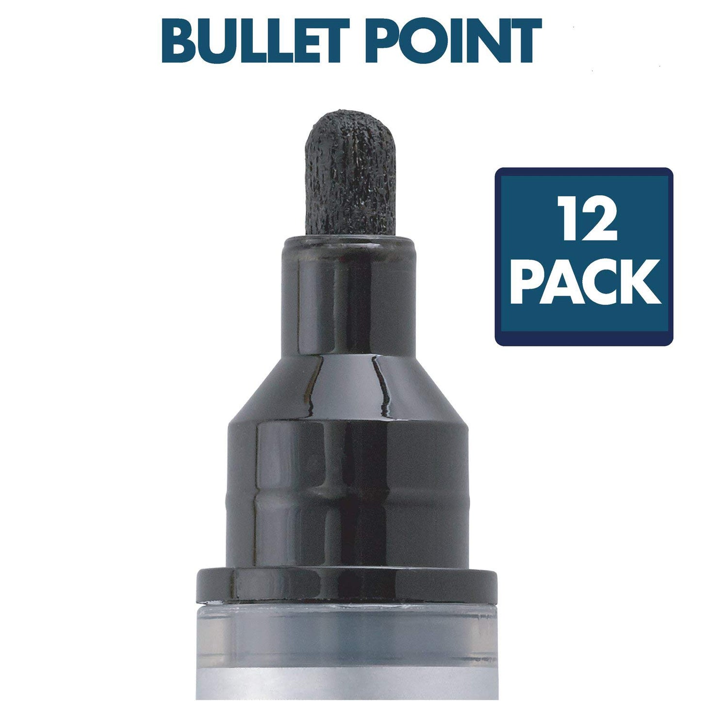 Quartet Glass Board Dry Erase Markers, Premium, Bullet Tip, Black, 12 Pack (79553)