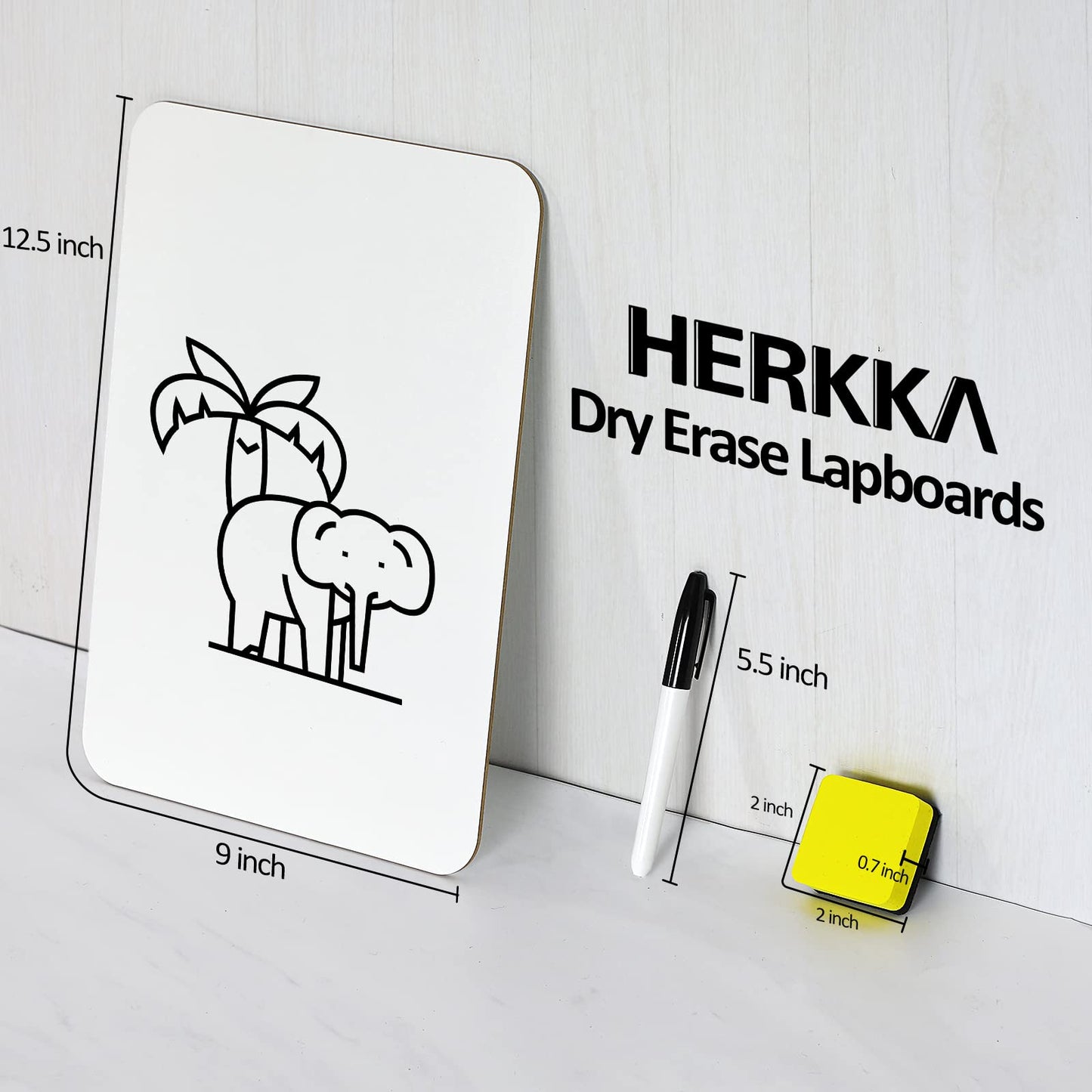 Dry Erase Lapboards, HERKKA 25 Pack Double Sided Dry Erase Lap Boards 9 x 12.5 Inch, 25 Markers, 25 Erasers, Small Dry Erase Boards for Students Classroom Teacher Supplies