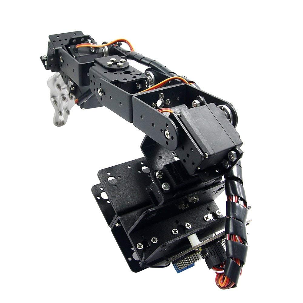 diymore Robotic Arm Kit ROT3U 6DOF Aluminium Mechanical Robotic Clamp Claw Kits for Boys & Girls to Learn Programming/Science/Techology, with MG996R Metal Gear Servo Motor,Ideal