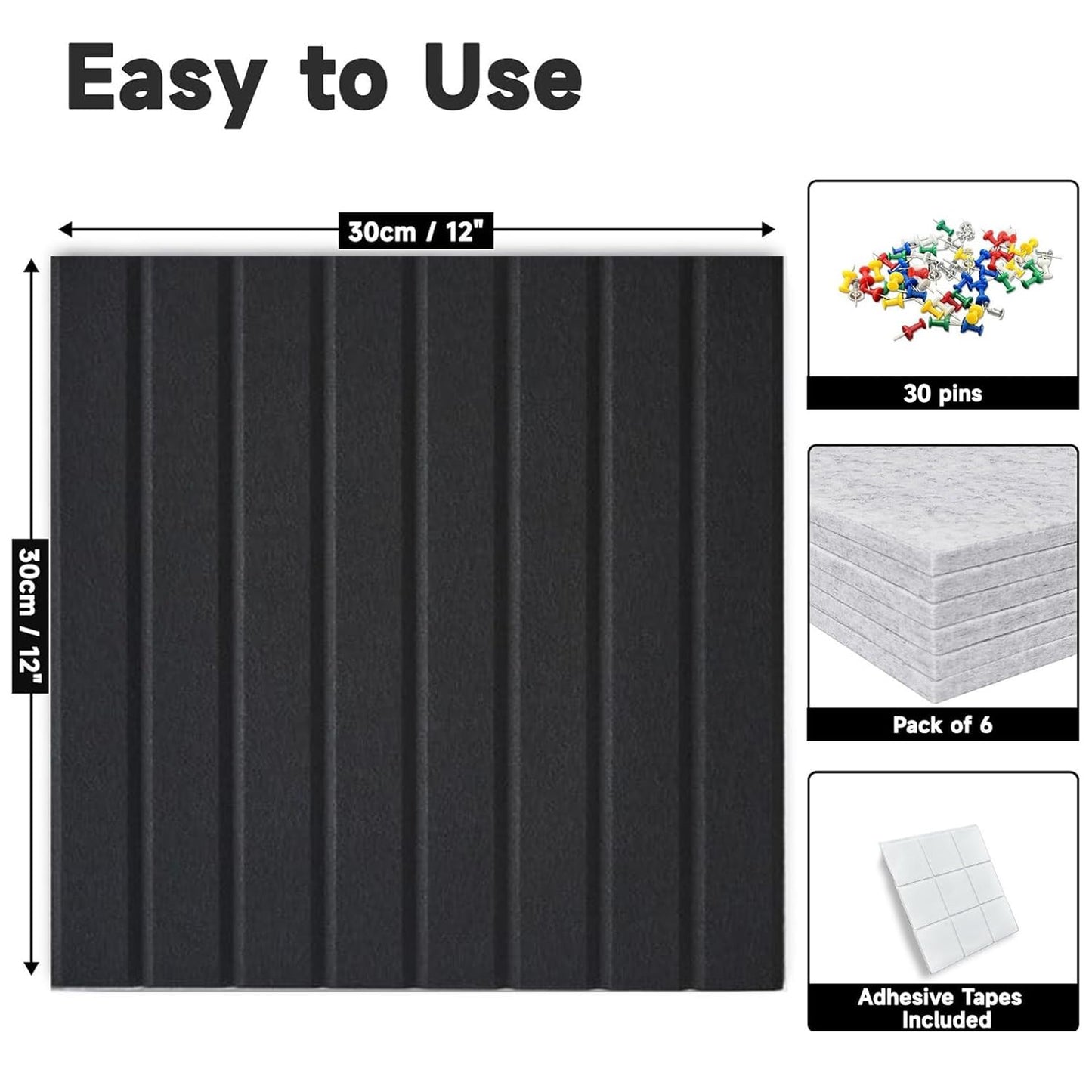 Yunihome Cork Board for Walls 36" x 24", 6 Pack Felt Bulletin Board Wall Tiles with 30 Push Pins for Home Kitchen School Office Wall DIY Decorative