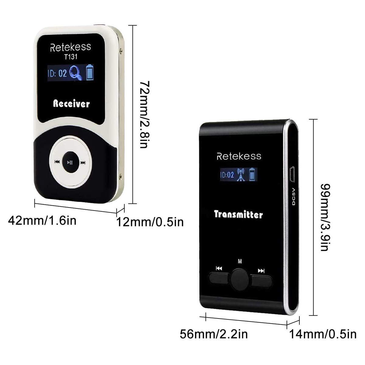 Retekess T130 Church Translation Device, Tour Guide System Rechargeable, Simple Basic, Clear Sound Quality, Whisper Devices for Church, Factory, School (1 Transmitter 5 Receivers)