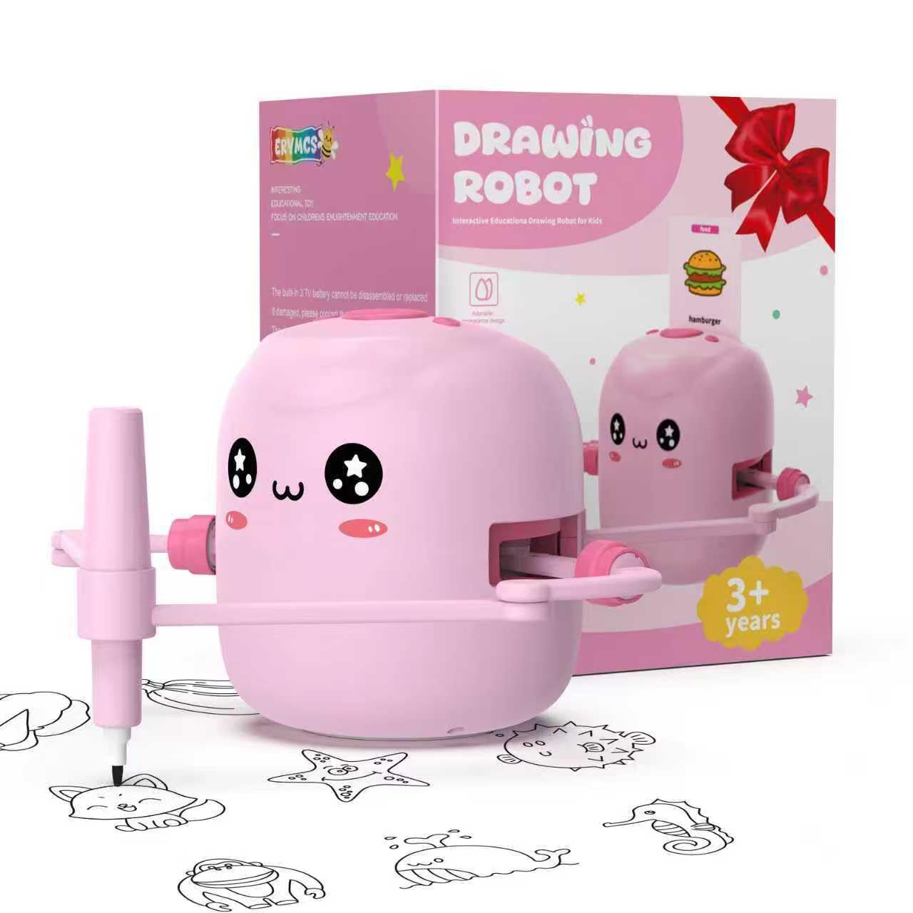 Drawing Robot for Kids, Voice Interactive Educational Drawing Robot, Montessori Painting Learning Toys with 150 Cards, Christmas Birthday Party Gift for 3 4 5 6 7 8 Years Old Girls Boys
