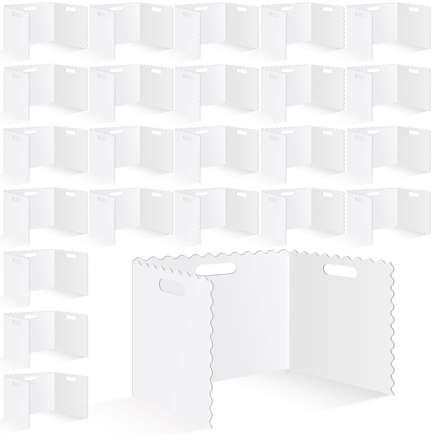 Whaline 24 Pcs Student Desk Privacy Boards White Wavy Edges Classroom Desk Divider Shield Scalloped Edge Privacy Panel Folders Screen Partition for School Teacher Student Test Supplies