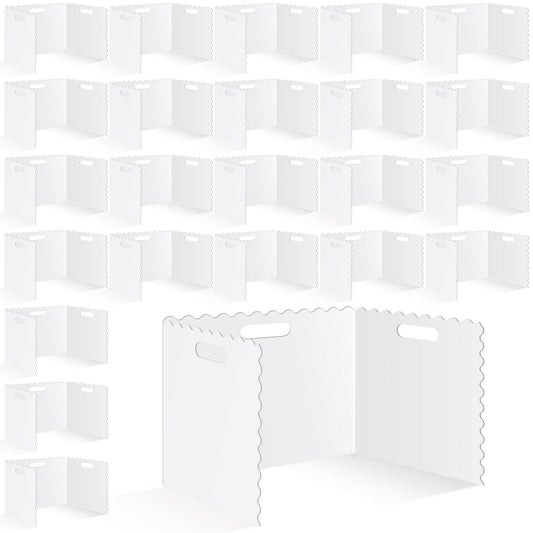 Whaline 24 Pcs Student Desk Privacy Boards White Wavy Edges Classroom Desk Divider Shield Scalloped Edge Privacy Panel Folders Screen Partition for School Teacher Student Test Supplies