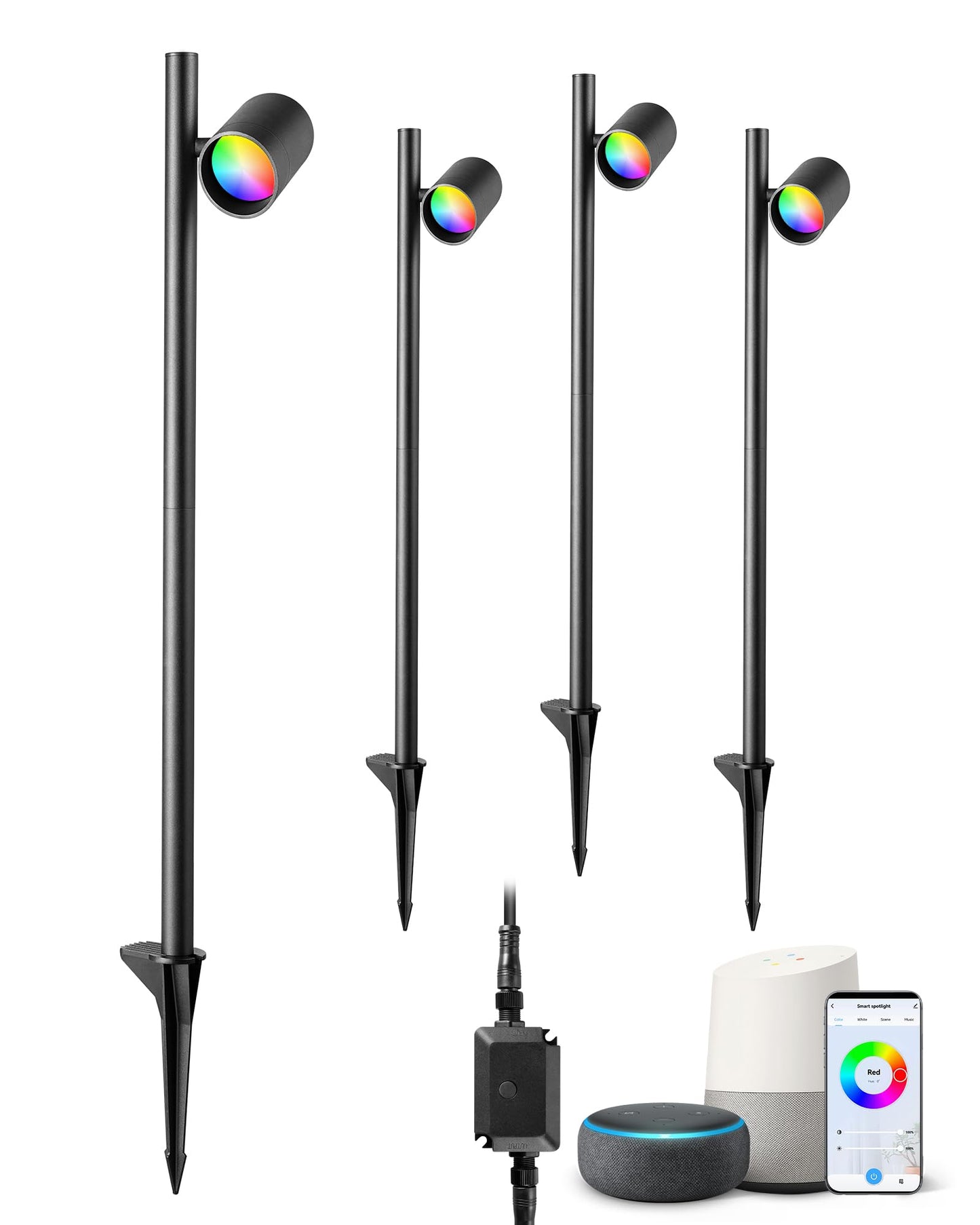 EDISHINE Christmas Smart Color Changing Landscape Spotlight, 300LM, IP67 Waterproof, 48FT, RGBWW, Model HGSL33A