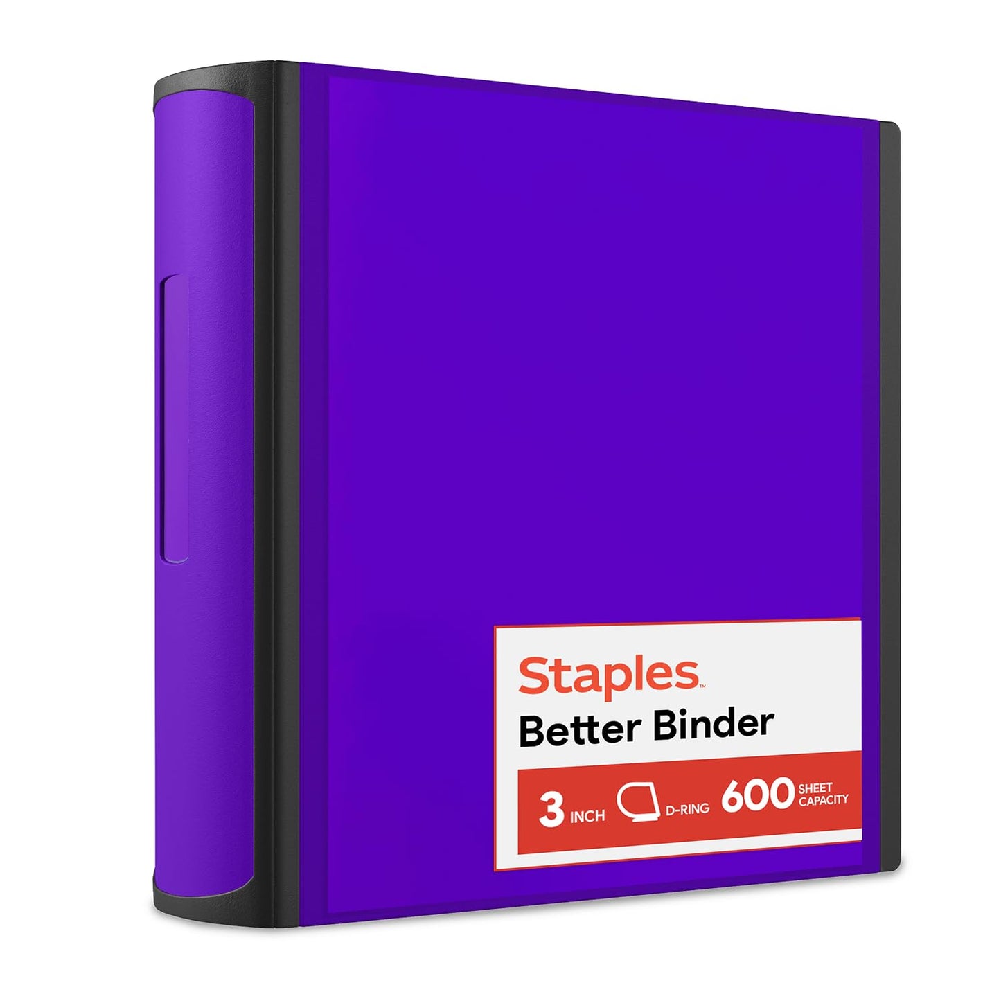 Staples Better 3-Inch D-Ring Binder, Purple – Heavy-Duty 3-Ring Binder for School & Office Storage