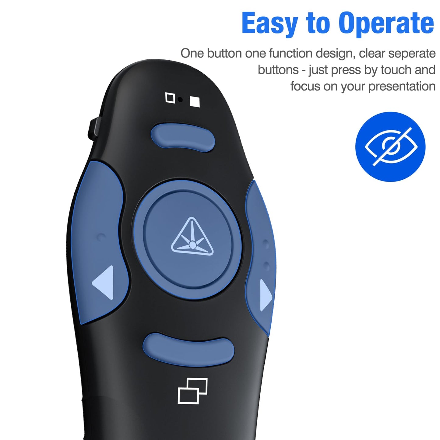 DinoFire Presentation Remote, RF 2.4GZ Rechargeable USB Slide Clicker for Powerpoint Presentation Presenter for Laptop/Computer/MAC