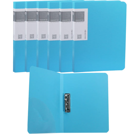 Acocony Punchless Binder with Clamp Letter Size Punchless Clamp Binder 8.5 x 11 Report Covers Plastic Watery Blue Pack of 6