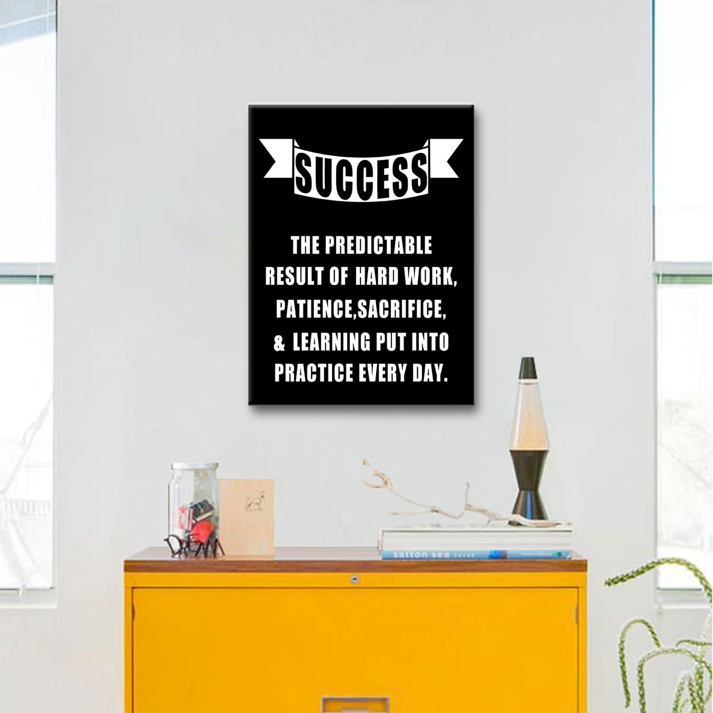 Motivational Canvas Wall Art Positive Sign Success Print Poster Entrepreneur Quotes Picture Painting for Office Class Room School Wall Decoration Stretched and Framed [18''Wx24''H]