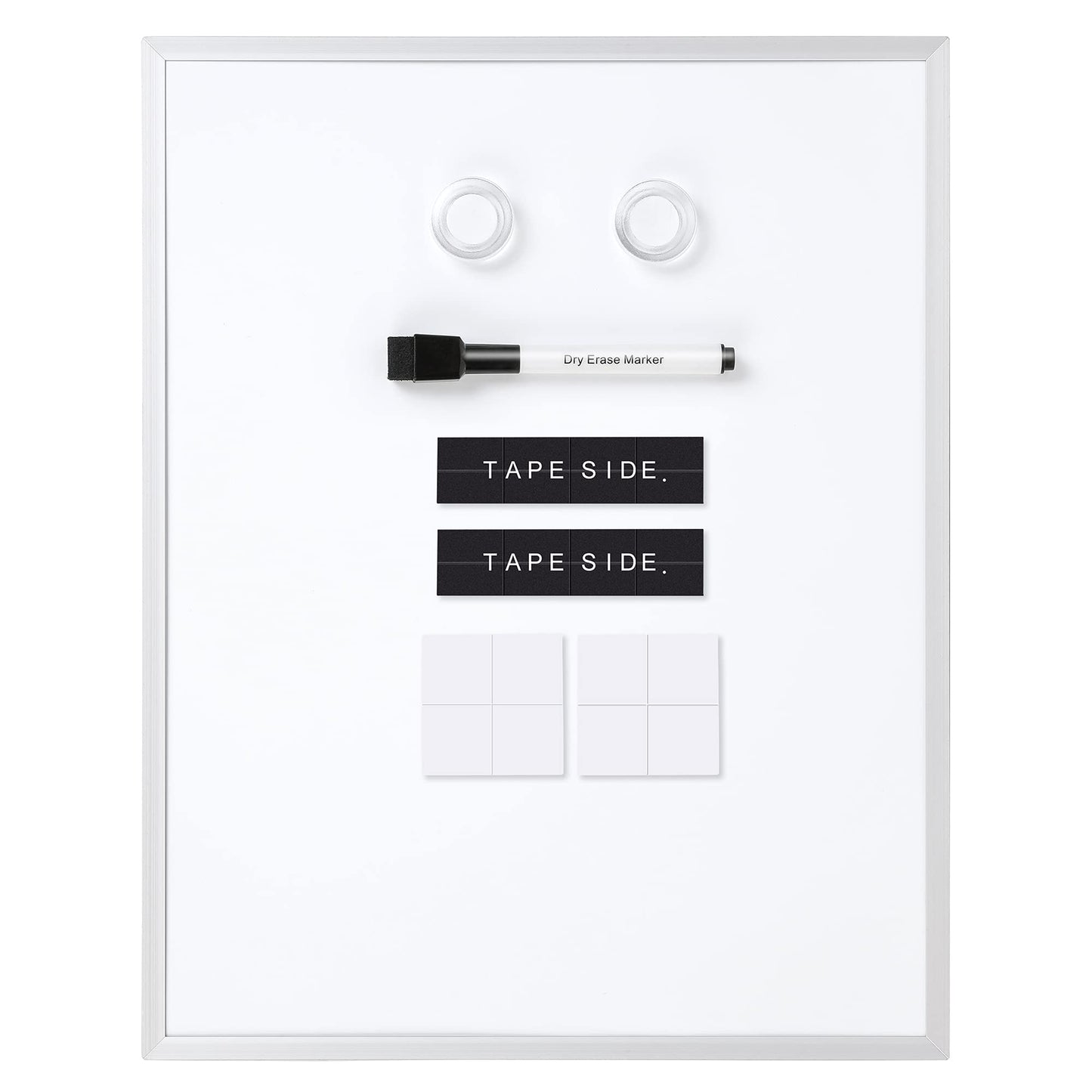 Amazon Basics Small Dry Erase Whiteboard, Magnetic Bulletin Board, with Marker and Magnets, 11"W x 14"H, Aluminum Frame