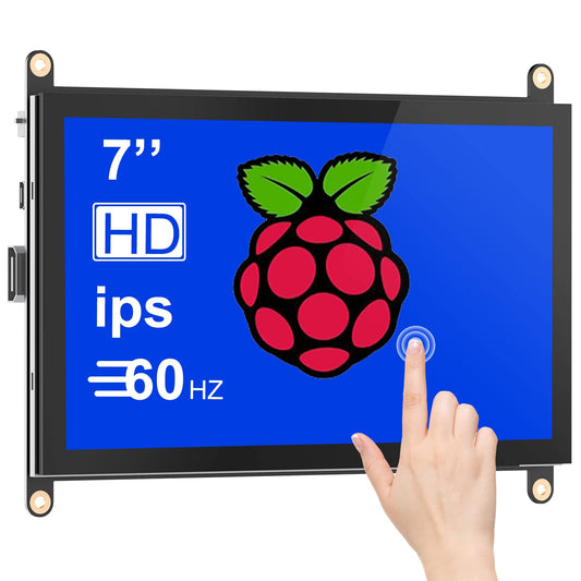 HMTECH 7 Inch Raspberry Pi Screen Touchscreen Monitor 1024x600 HDMI Monitor 16:9 IPS Screen Display for Raspberry Pi 5/4/3/2/Zero/B/B+ Win10/8/7, Free-Driver