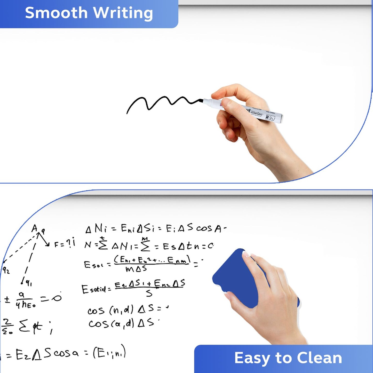 Large Magnetic Dry Erase Whiteboard for Wall - Premium Aluminum Frame, Heavy Duty Office Home School White Board with Marker & Eraser (Easy Install, Durable Surface) (White, 60 X 36 Inch, Black)