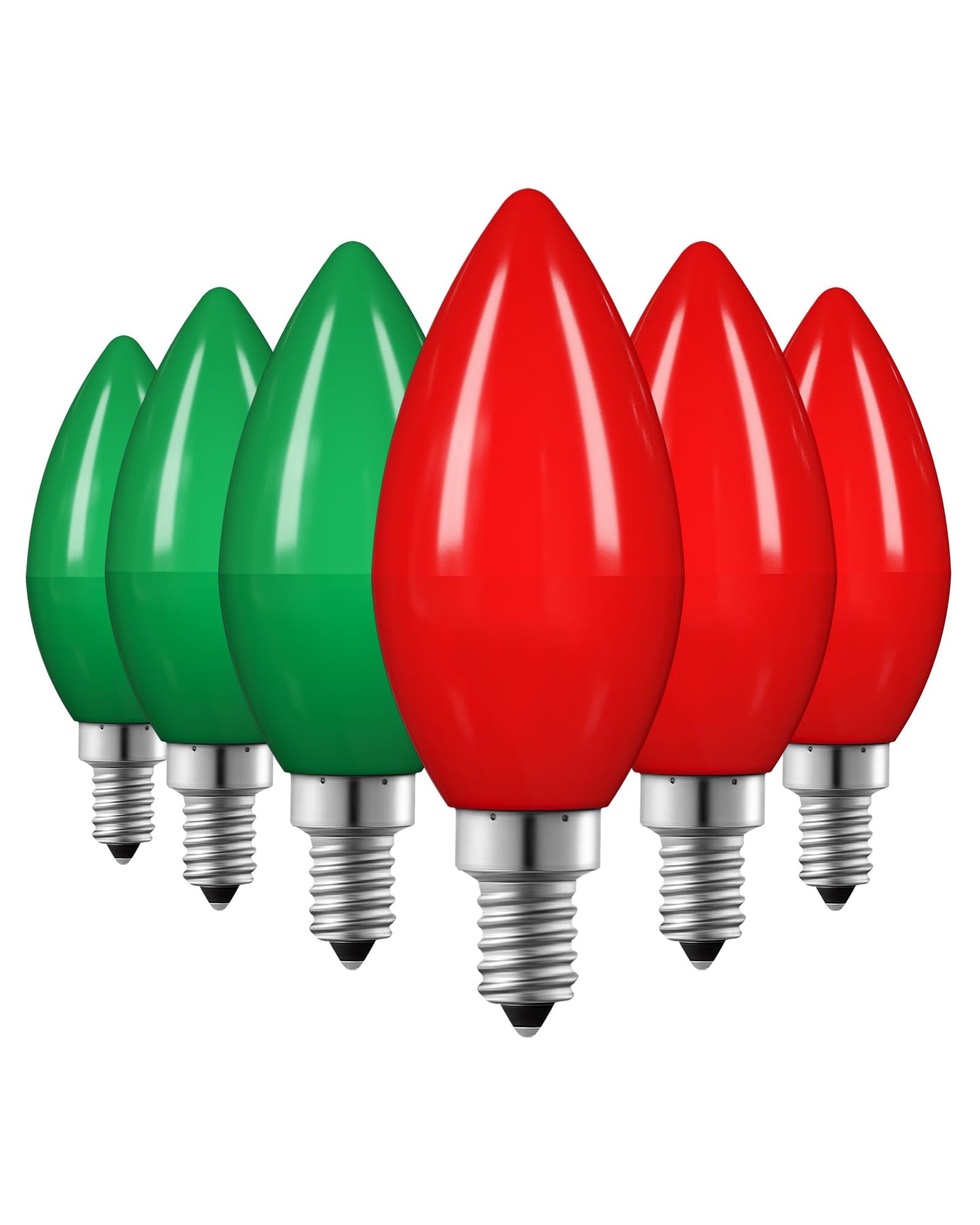 EDISHINE LED Candelabra Bulbs, Dimmable, 60 Watt Equivalent, Red & Green, Vintage Candle Light, Model HDCC35J, 6 Pack