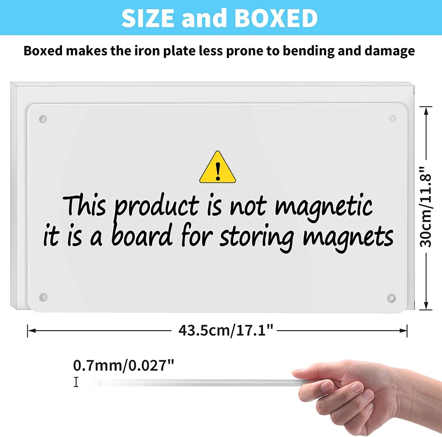 2Pack Magnetic Board,17.1" x 11.8" Magnet Display,for Magnets and Bulletin Board,Suitable for Wall, Refrigerator, Compartment, Cabinet etc,Comes with Dual Lock Tape for Easy Hanging (White