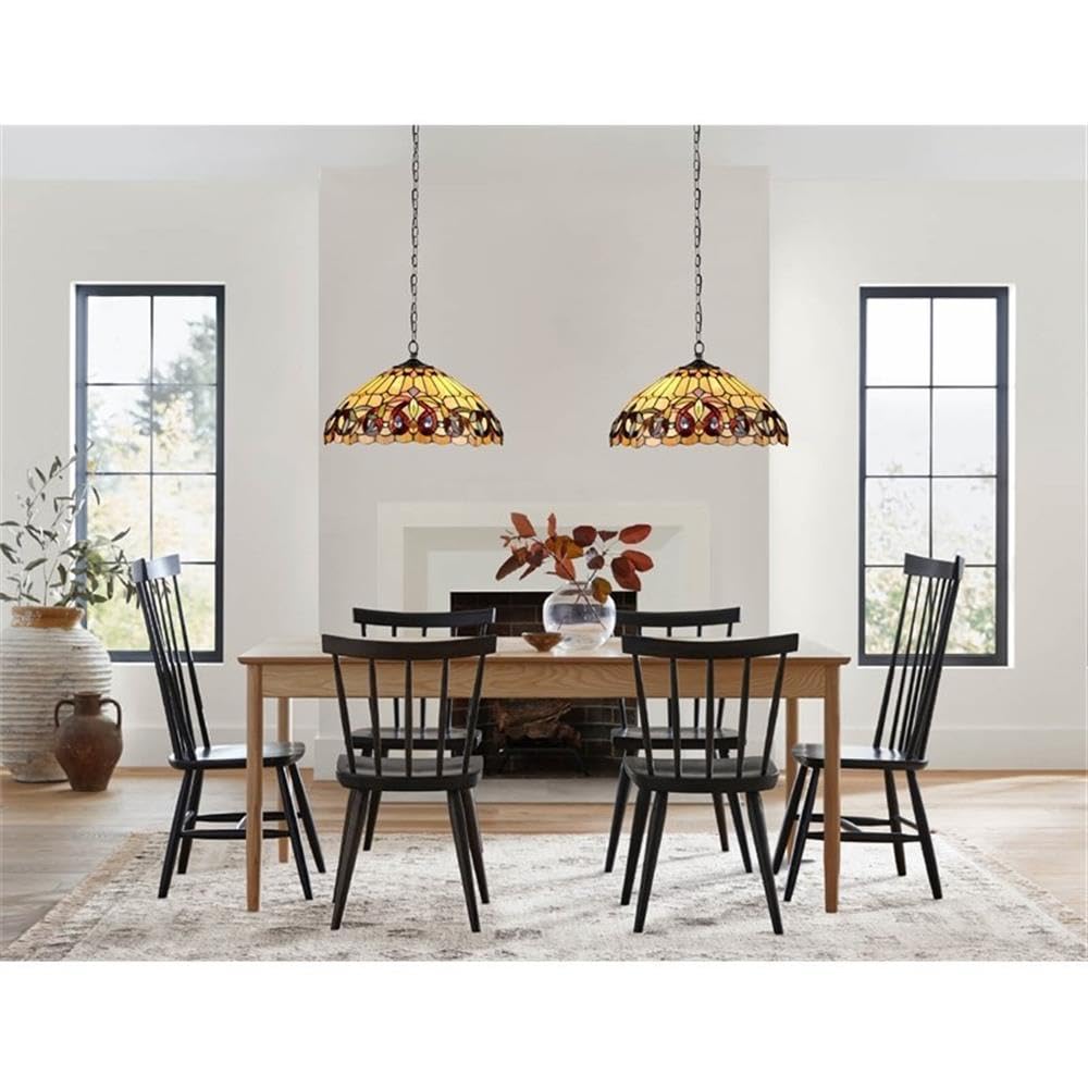 Chloe Lighting 2 Light Pendant, Victorian Tiffany-Style, Dark Bronze, 16in Wide, Multicolor, Model CH33353VR16-DH2