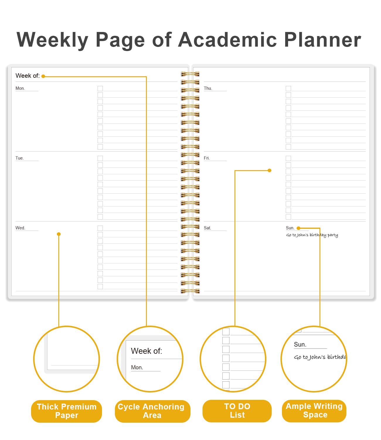 Academic Planner for 2026-2027 or Anytime - Undated Weekly Student Planner For Homeschool, High School, College & Nursing Students, 200 Pages, 8.5" x 11", Black