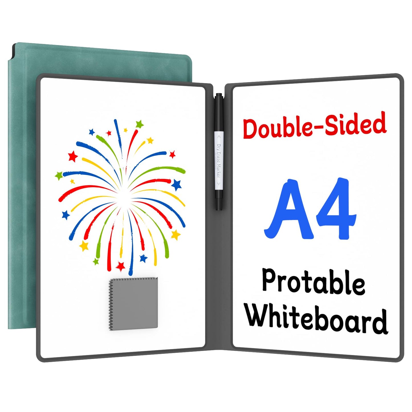 Small Dry Erase Board,12" x 9" Portable Dry Erase White Board,Double-Sided Folding Whiteboard with Pen(Blue)