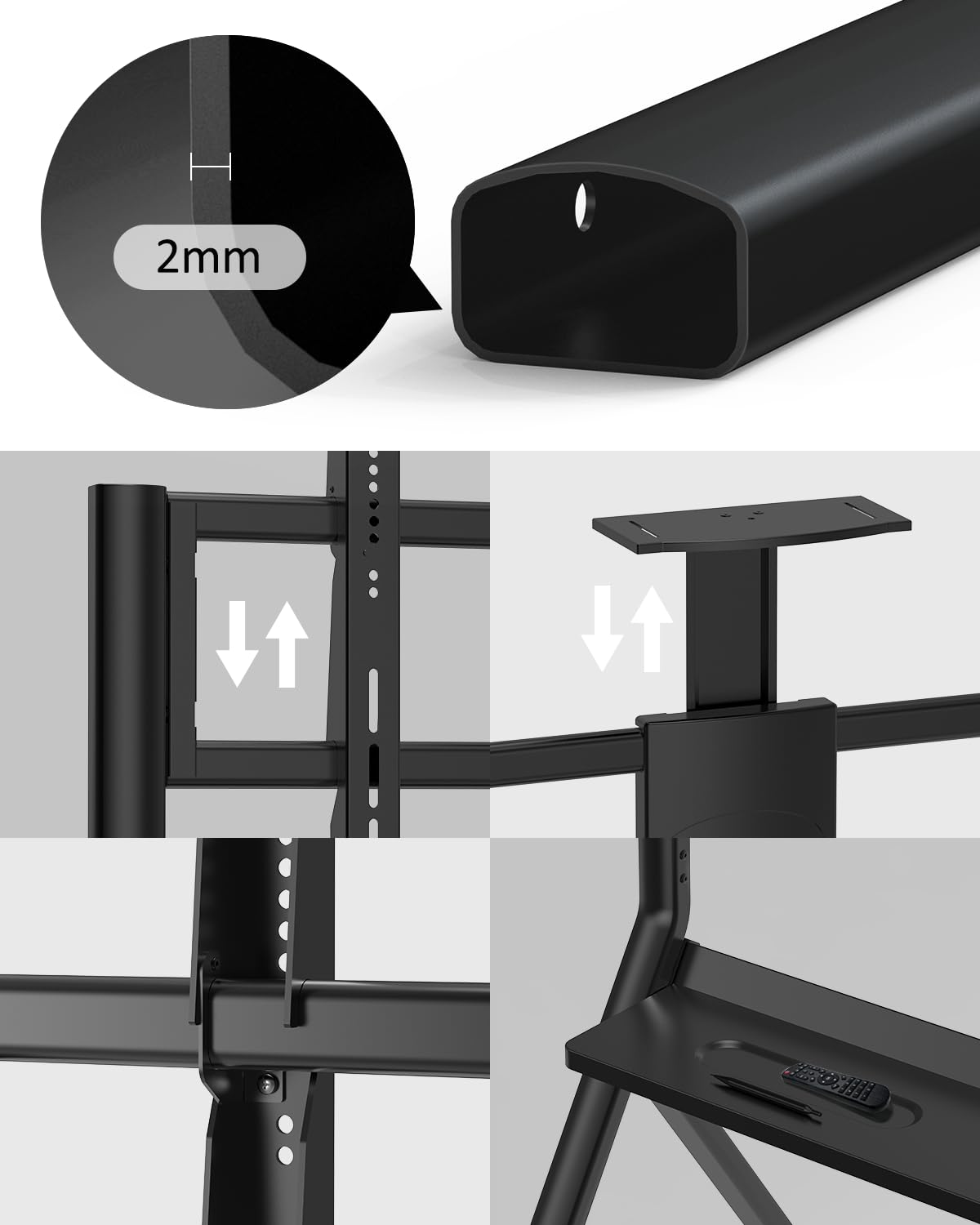 Dornium Smart Board Stand for 55-87 Inch Interactive Whiteboards, Adjustable Rolling TV Stand with 360°Swivel Lockable Wheels, Suitable for Offices, Classrooms, Home and Other Workspaces