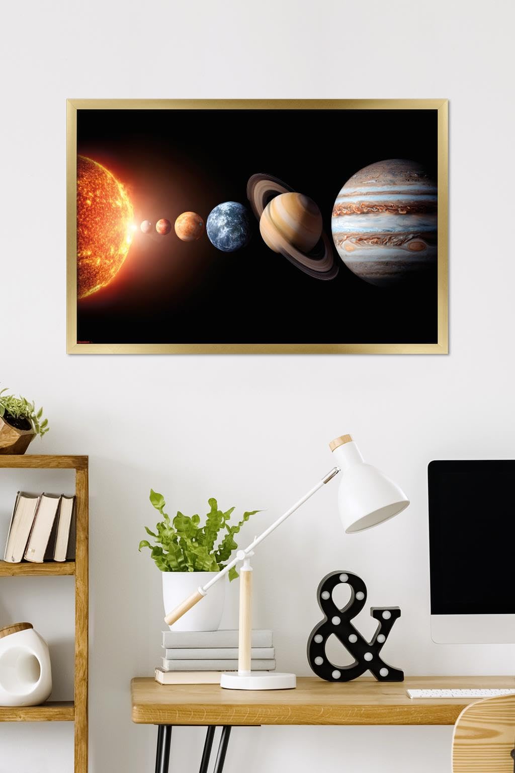 Science - Solar System Planets 26 Wall Poster, 34L" x 22.4W", Gold Framed Version
