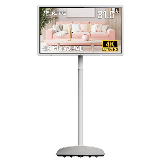 KTC 32" 4K Smart Portable TV MEGAPAD, Google EDLA Certified, UHD Touchscreen Rolling TV on Wheels with Speaker & Camera, 16G RAM+256G Storage, Built-in Battery, Full Swivel Rotation, Remote Control