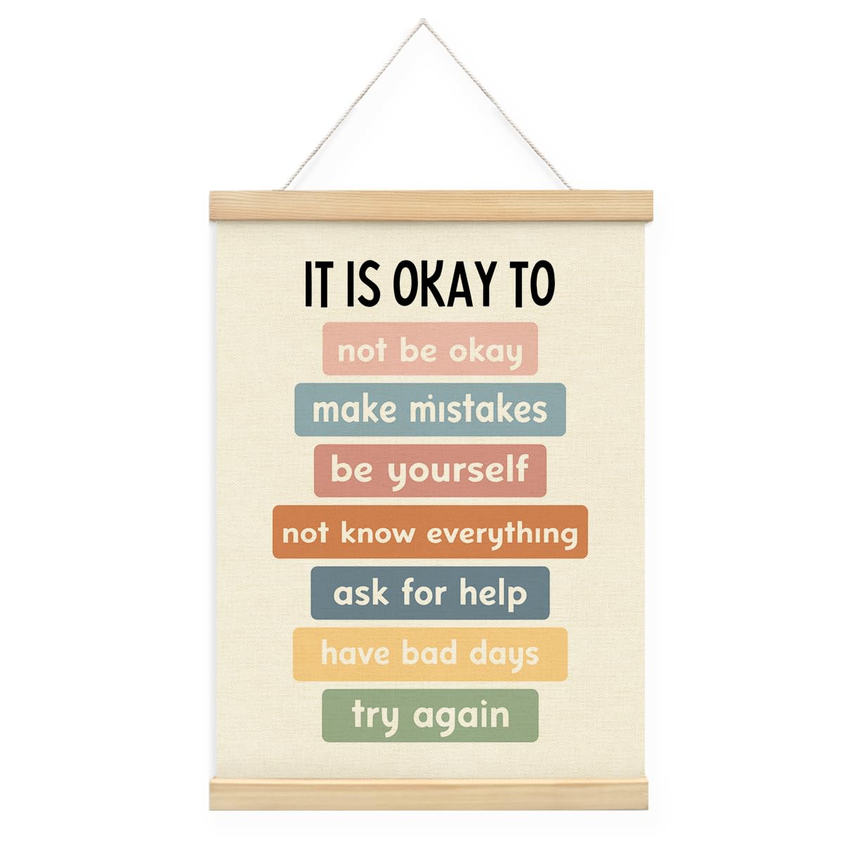 STHTTSW It's Okay To Not Be Okay Poster, Wood Poster Hanger, Boho Classroom Decor, Classroom Posters Quotes, Mental Health Posters, Educational Wall Art, Playroom Wall Art Decor 12x16 Inch