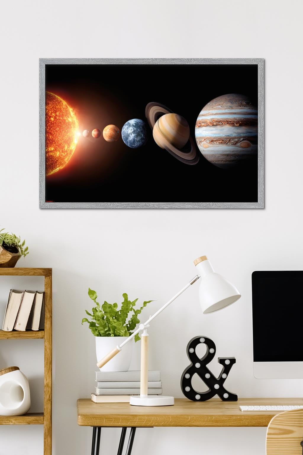 Science - Solar System Planets 26 Wall Poster, 34L" x 22.4W", Gray Framed Version