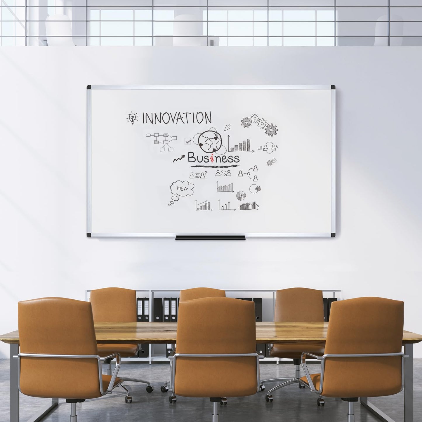 VIZ-PRO Dry Erase Board/Whiteboard, 60 x 48 Inches, Wall Mounted Board for School Office and Home 5' x 4'
