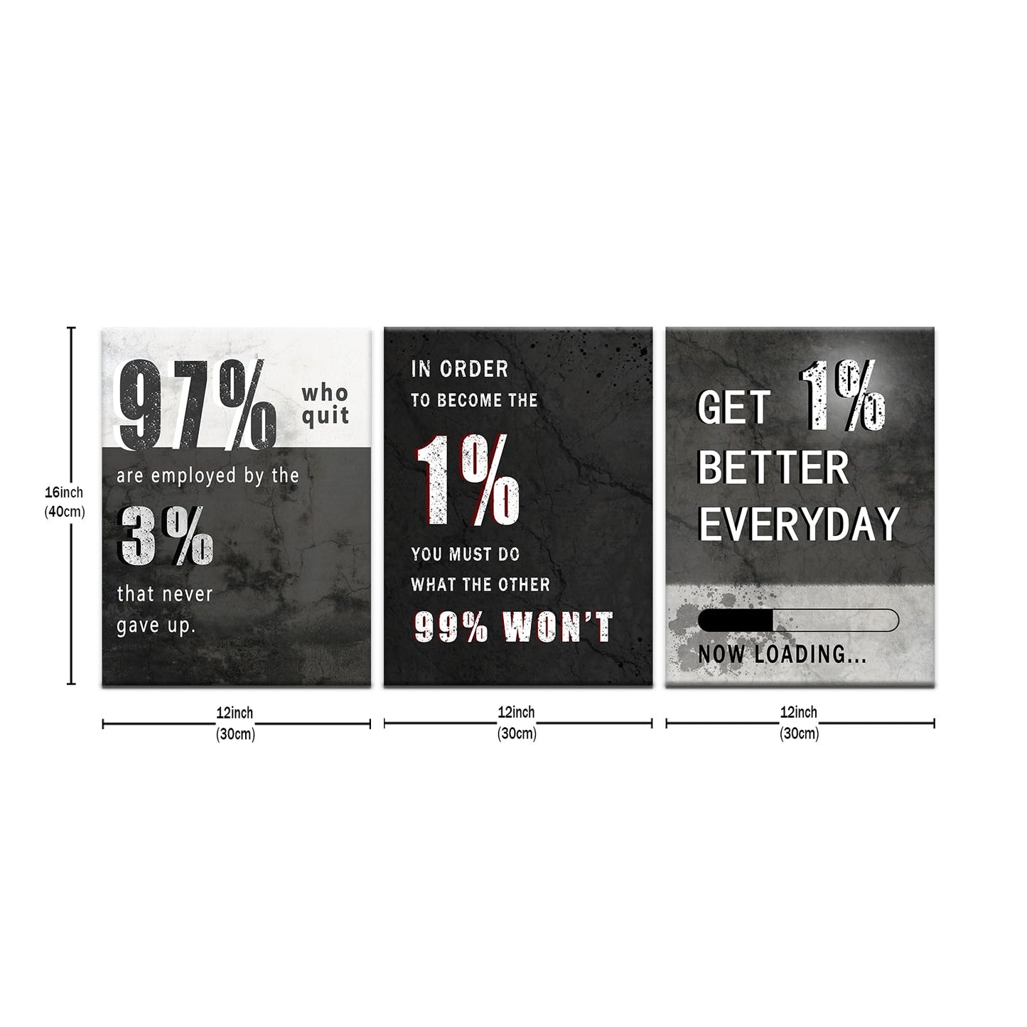 3 Piece Inspirational Canvas Wall Art Motivational Quotes Positive Success Print Pictures for Office Wall Decor Business Entrepreneur Poster Framed Artwork For Home Bedroom Decor [36''W x 16''H]