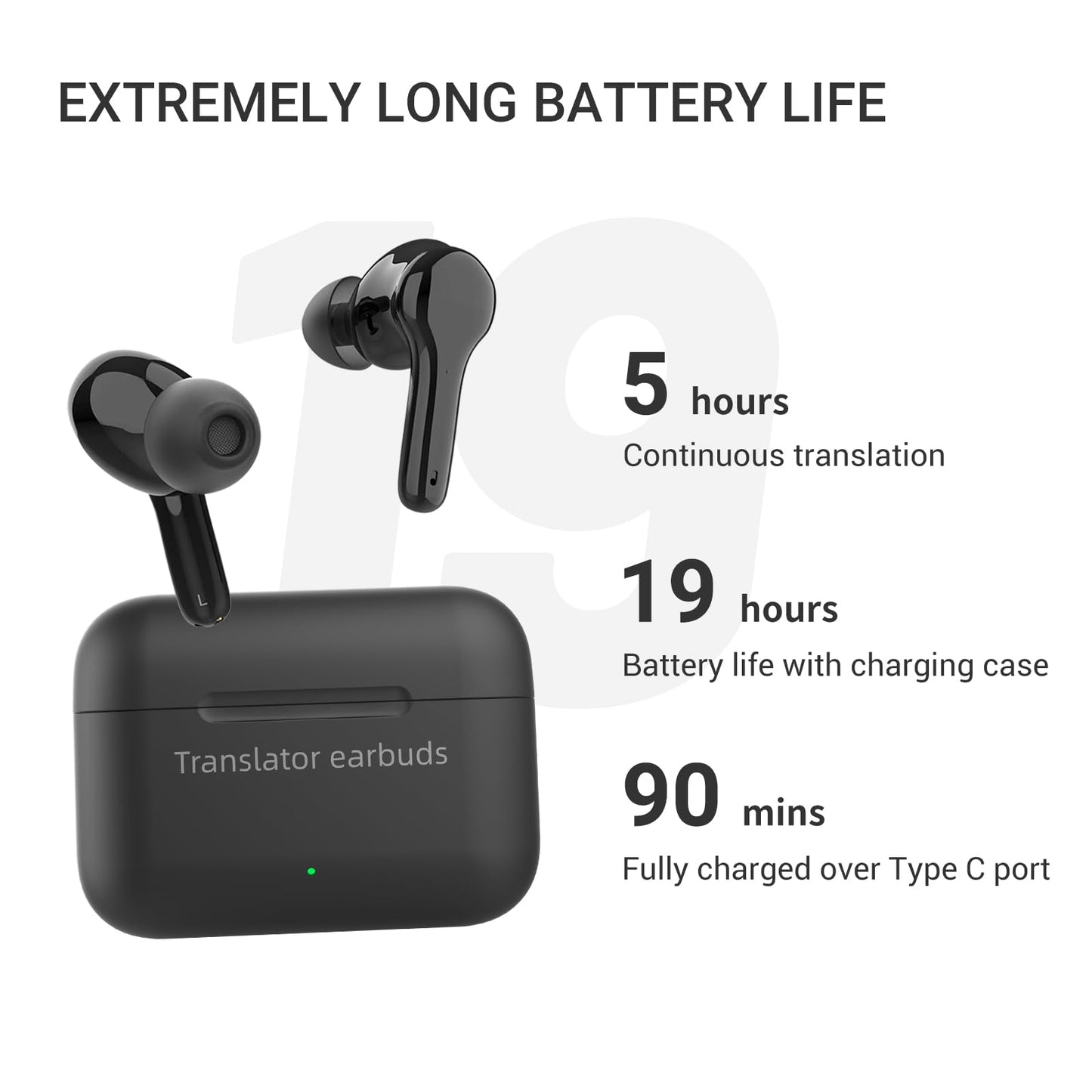 Anfier AI Translation Earbuds Real Time M6 Translator Earbuds Support 144 Languages for Android iOS Online|AI|Voice| Photo Translation for Business,Travel & Language Learning M6 Online Black