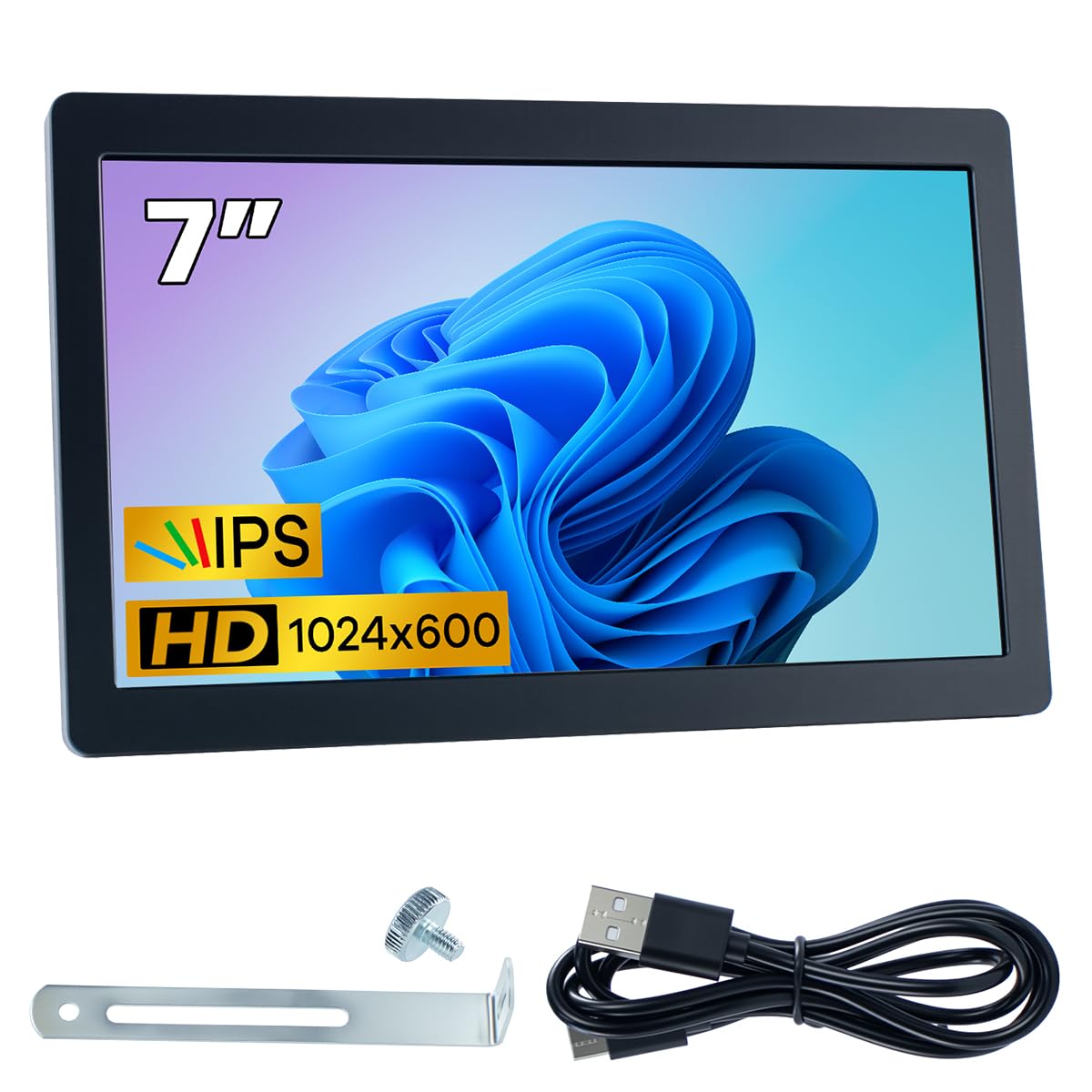 Hosyond 7 Inches USB C Mini Monitor 1024x600 IPS LCD Display Type C Secondary Screen for PC Laptop Windows