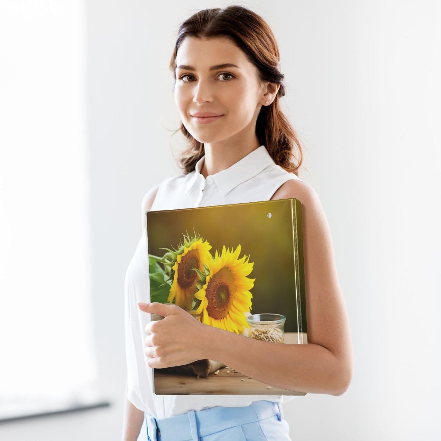 Joko Ivery Spring Sunflowers Honey 3 Ring Binder Letter Size 1.5 Inch Binders 3 Ring with Clipboard & 3 Pockets Three Ring Binder Organizer for Work Recipes Paper Office Supplies Gifts 1 Pack