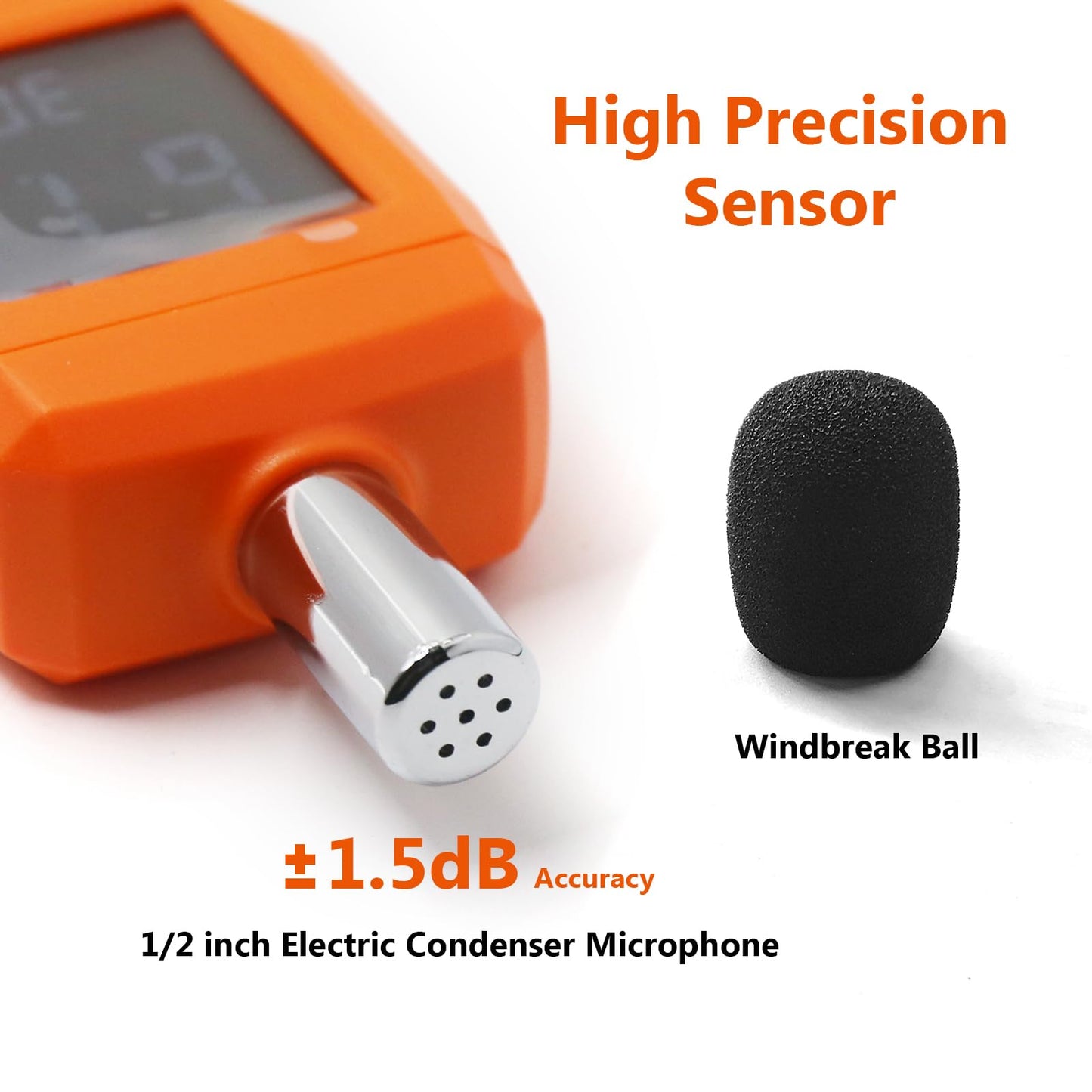 Sound Level Meter Reader with HD Backlit LCD Decibel and Ambient Temperature Meter, Sound & Noise Meter SPL Tester with Alarm, Fast/Slow, Data Hold, MAX/MIN, Auto Power-Off for Noisy Neighbors Office