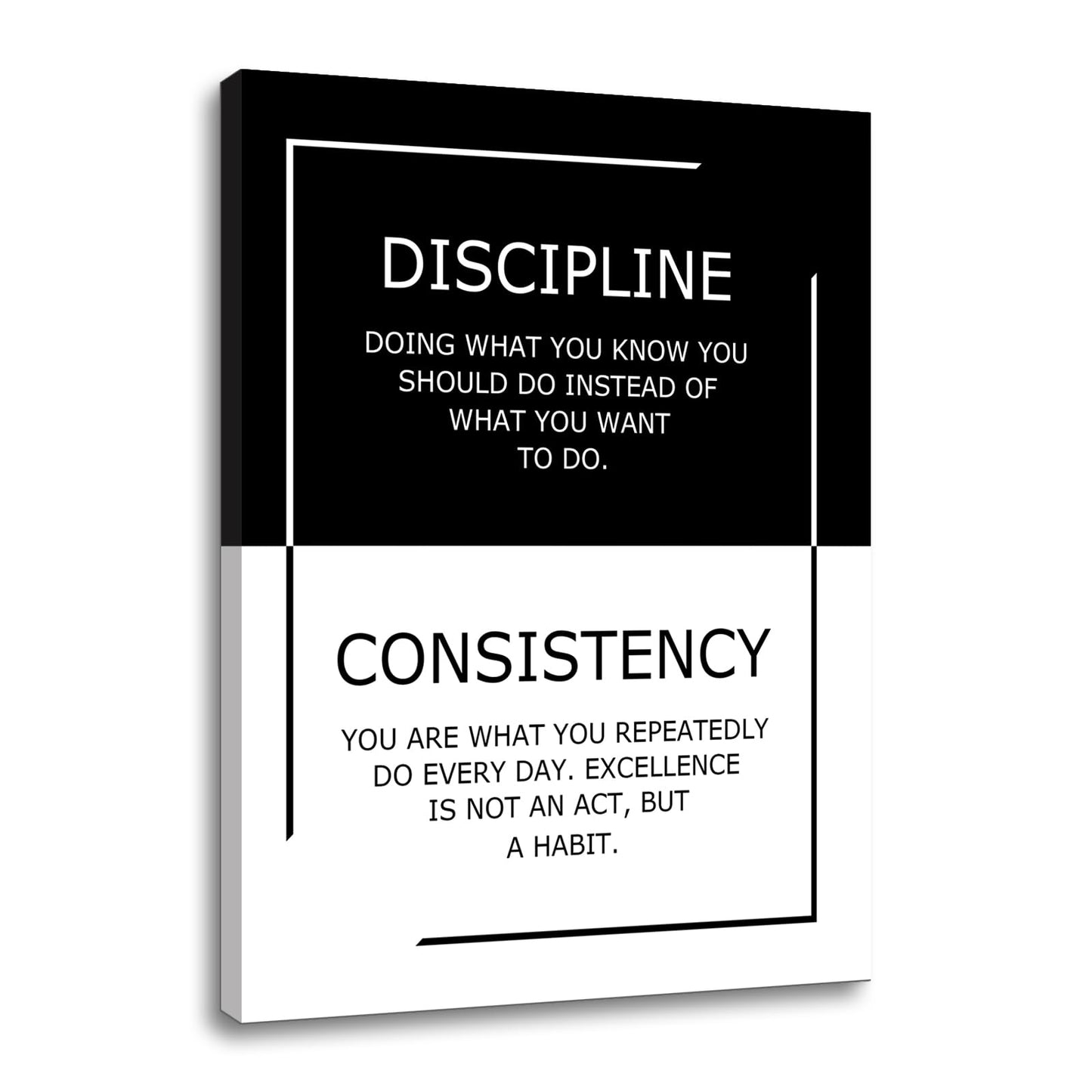 Inspirational Canvas Wall Art Discipline Consistency Success Quote Office Decor Painting Pictures Motivational Poster Prints Artwork for Modern Home Living Room Stretched and Framed [18''Wx 24''H]