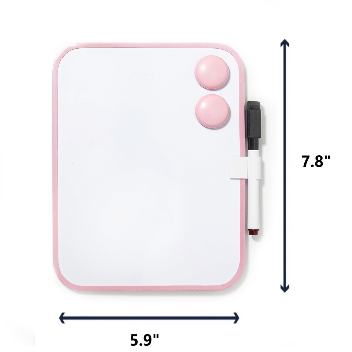 Cerem Magnetic Dry Erase Board for School Locker, 6" x 8" Marker and 2 Magnets - Small Whiteboard for Classroom, Home, Office, Travel - Pink