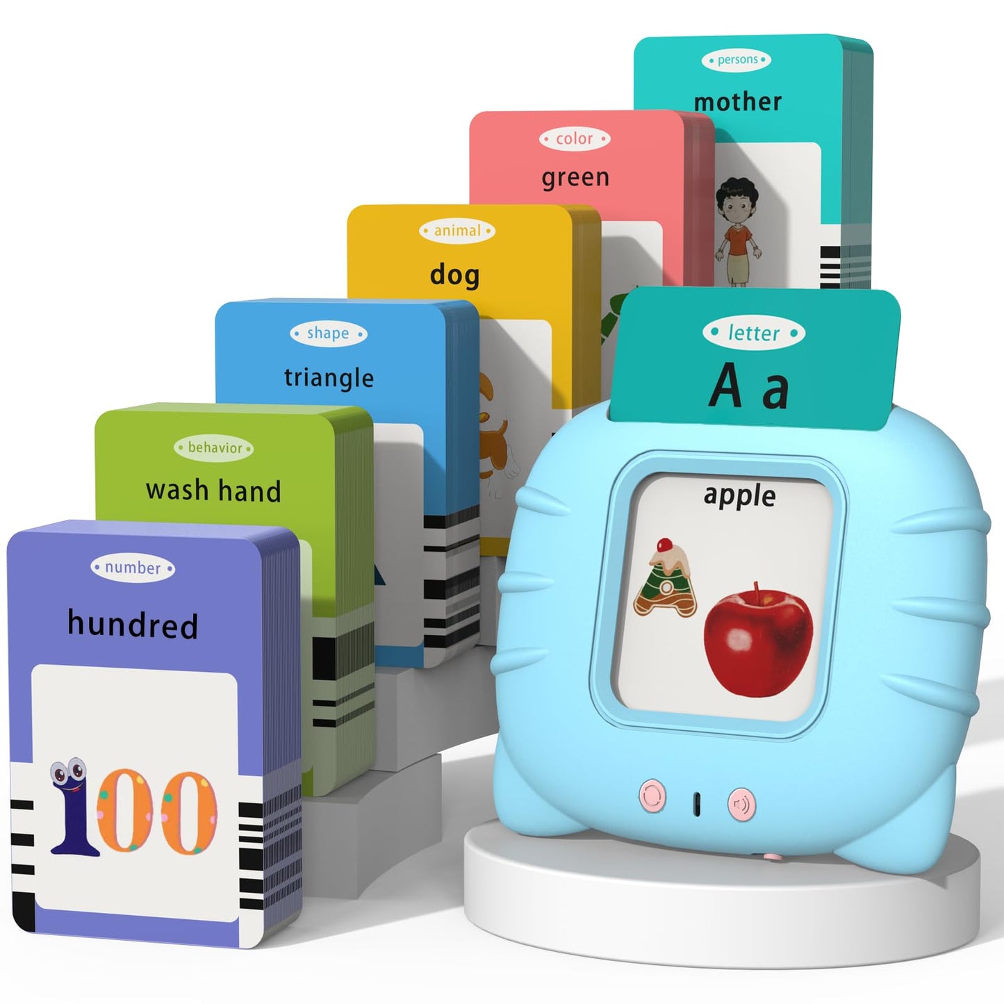 Startcan Talking Flash Cards Toys for Toddlers 3 4 5 6, Learn ABC, Numbers 0-100, Phrases, Objects, Adjectives, and More Dolch Sight Words,280 Cards with 560 Words/Phrases