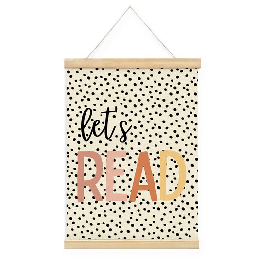 STHTTSW Reading Corner Decor Wall Art, Let's Read Sign for Kids Reading Nook Posters Hanger Frame, Boho Classroom Library Wall Decor for Reading Corner & Home Library, Classroom Wall Decor, 12x16