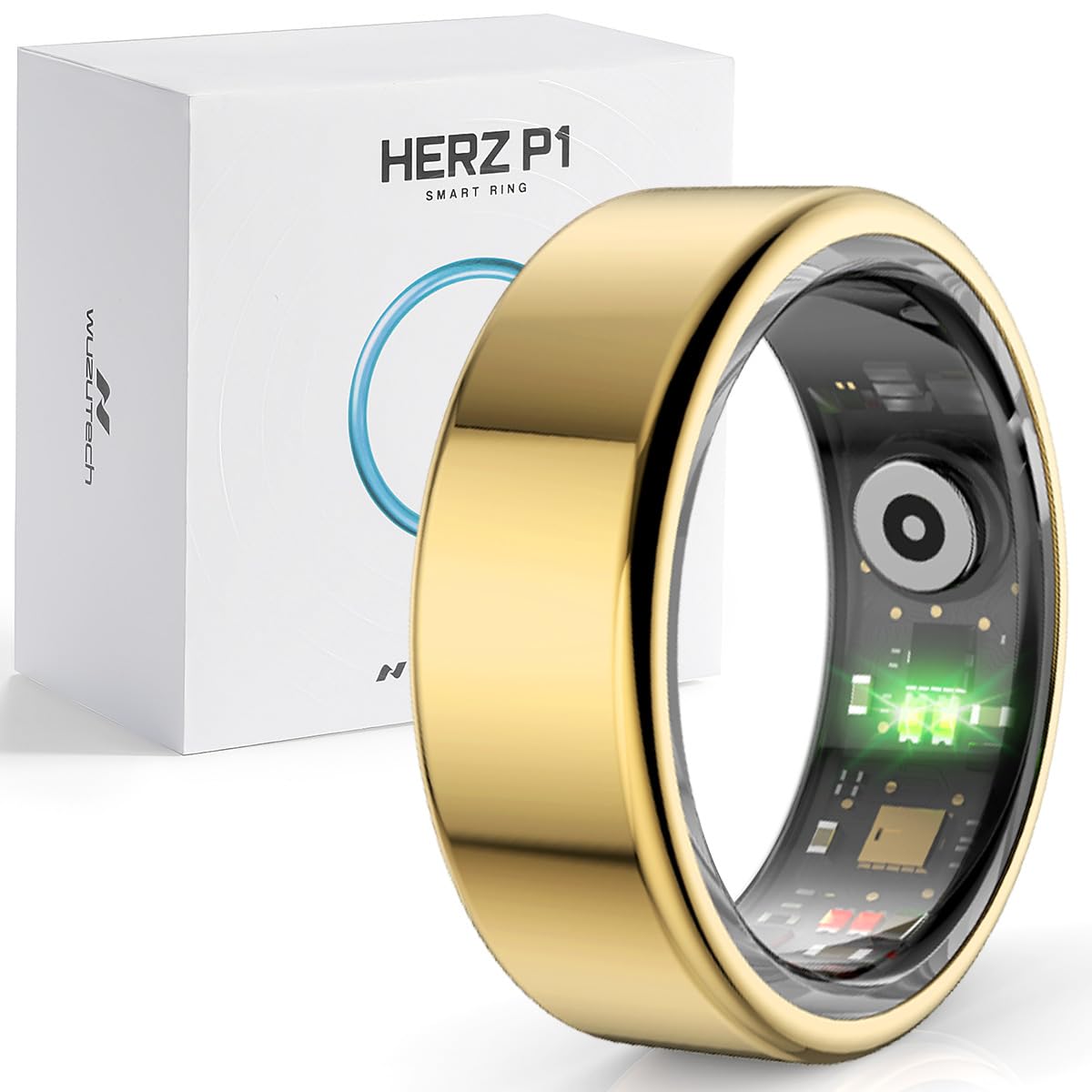 Herz P1 Smart Ring for Women & Men - (Size 9) 24/7 Health Metrics Fitness Ring, Tracks 20+ Biometrics, 6 Day Battery Life, Waterproof Stainless Steel, Free APP for iOS Android, No Subscription