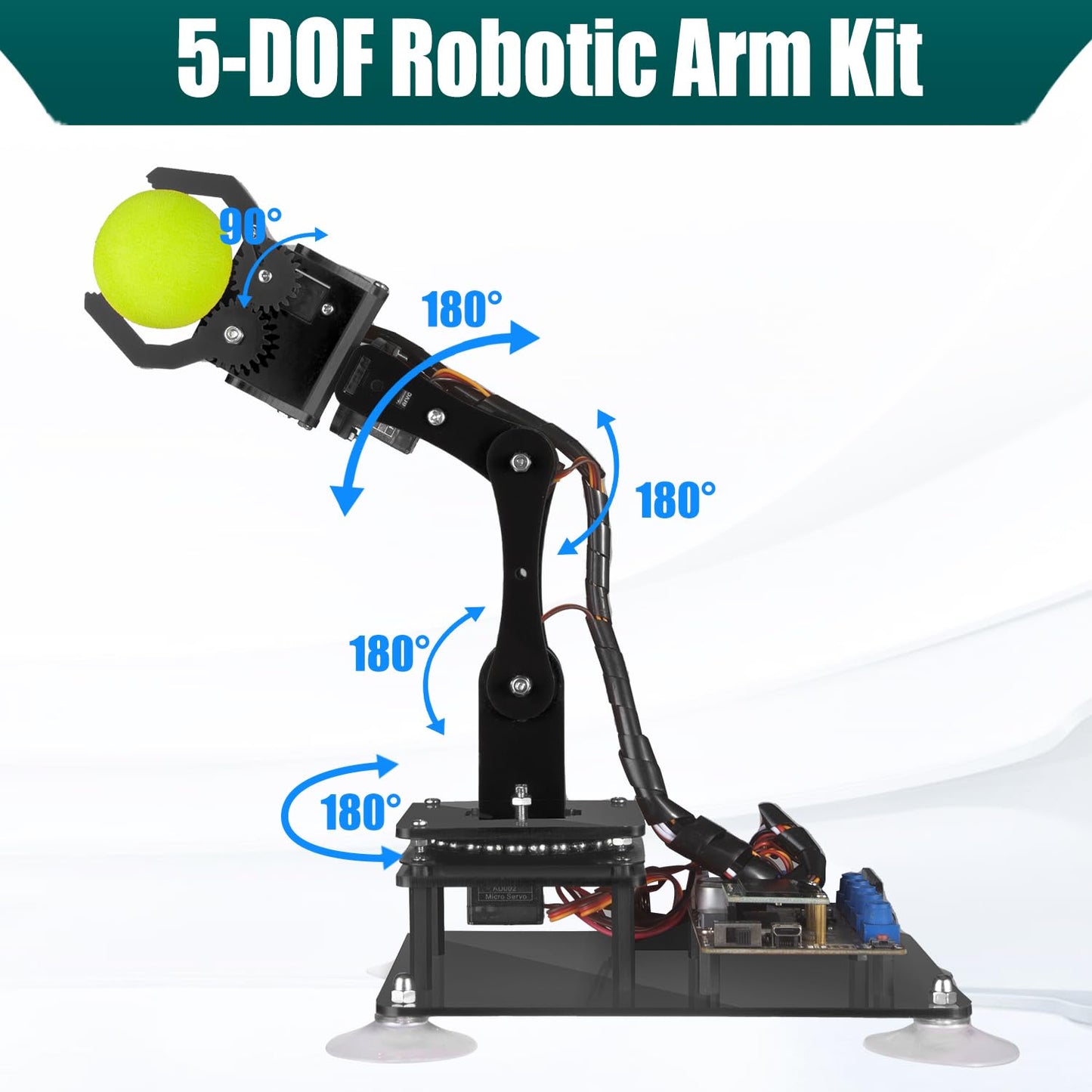 Adeept 5DOF Robotic Arm Kit Compatible with Arduino IDE, Programmable DIY Coding STEM Educational 5 Axis Build Robot Arm, Robot Starter Kit with OLED Display Processing Code and Tutorials - Orange
