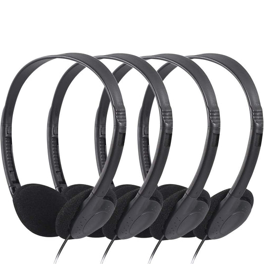 CN-Outlet 100 Pack Classroom Headphones Bulk for School Students Kids Teen Children and Adults, Wholesale Sturdy Wired Headphones Classroom Earphones (Black, 100 Pack)