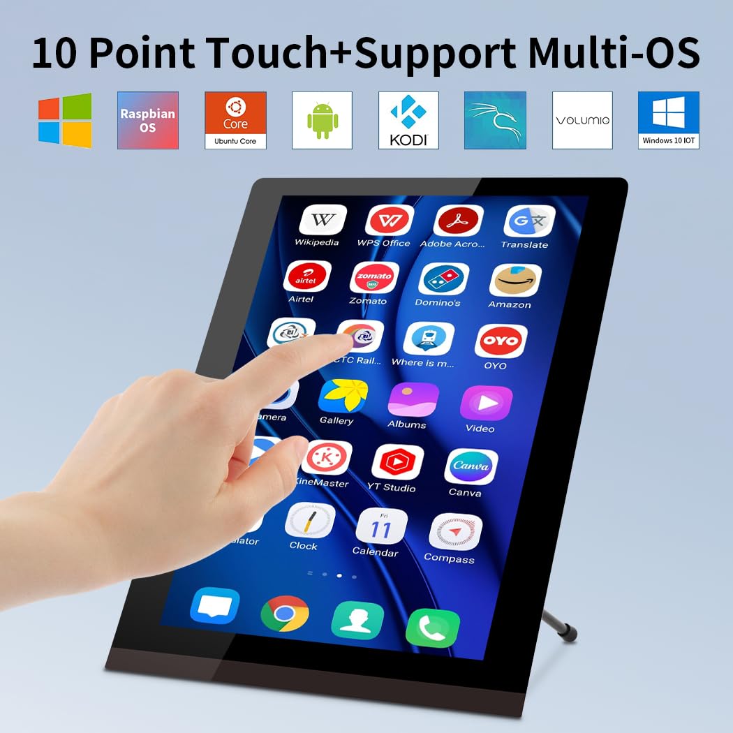 Magedok Touch Screen Display 10.4″, IPS 1200:1600 3:4 Vertical Mini HDMI Screen, 500nits Outdoor Readable Industrial Monitor, Second External Monitor for Laptop Rasp Pi AIDA64 STEM DIY
