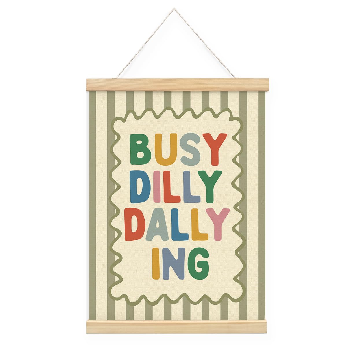STHTTSW Playroom Wall Decor, Positive Quote Busy Dilly Dallying Art, Boho Classroom Decor, Apartment Nursery Wall Art for Toddler Boys Girls, Kids Room Baby Room Essentials, 12x16 Inches