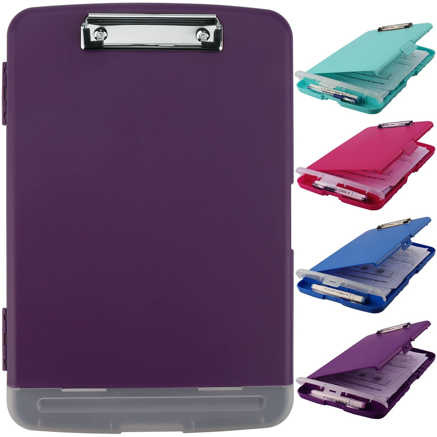 SFLHHDM Purple Clipboard, Clip Boards 8.5x11, Teacher Clipboards with Storage, Plastic Clipboard with Pen Holder, Clipboards Storage for Women Teachers Work, School & Office Supplies