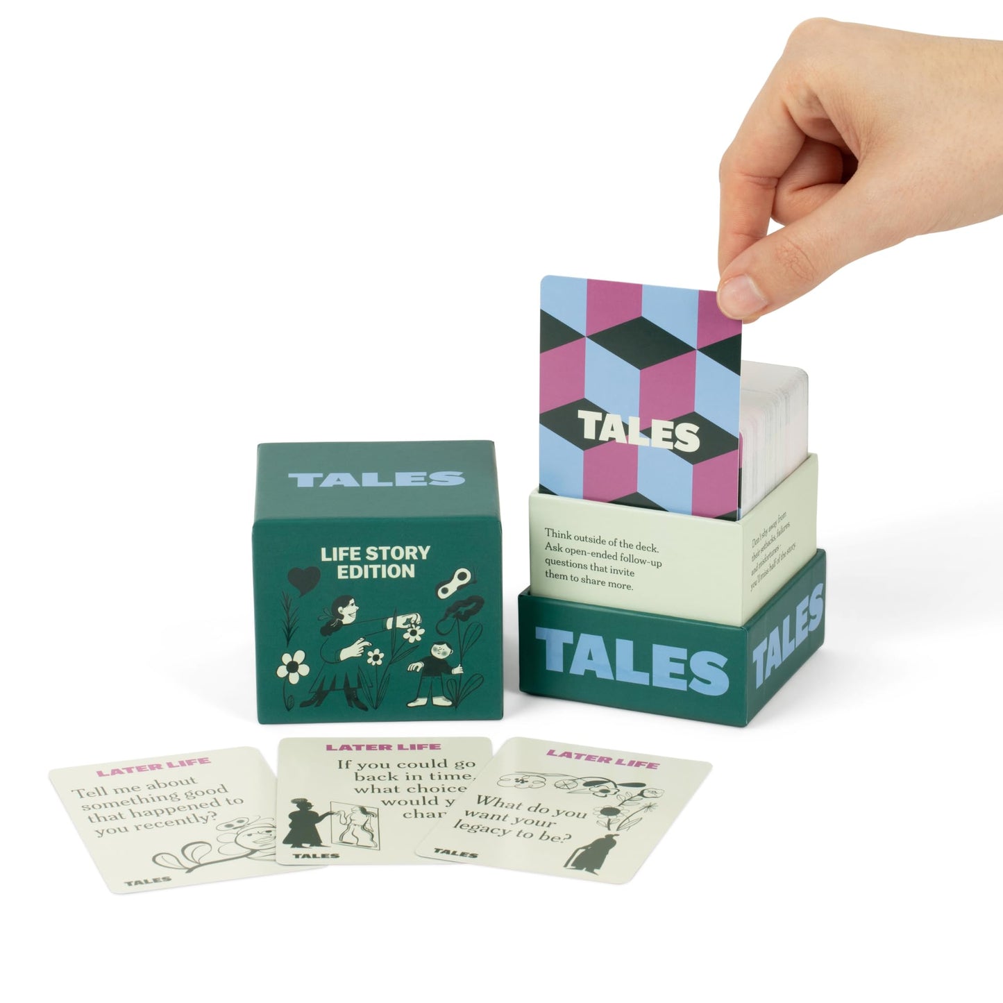 TALES 150 Life Story Interview Kit, Conversation Cards, for Grandparents, Parents, Families, Adults, Game Night, Road Trips, Dinner Table, Getting to Know You (New Edition)