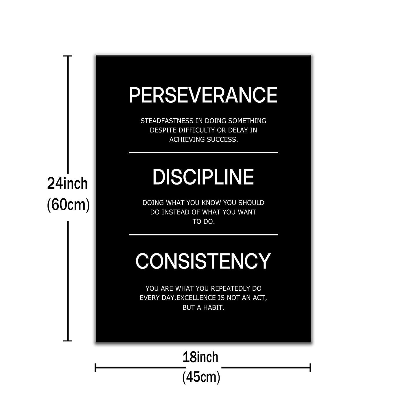 Inspirational Canvas Wall Art Perseverance Discipline Consistency Office Success Quotes Poster Wall Decor Motivational Picture Painting for Home Living Room Gym Stretched and Framed [18''W X 24''H]