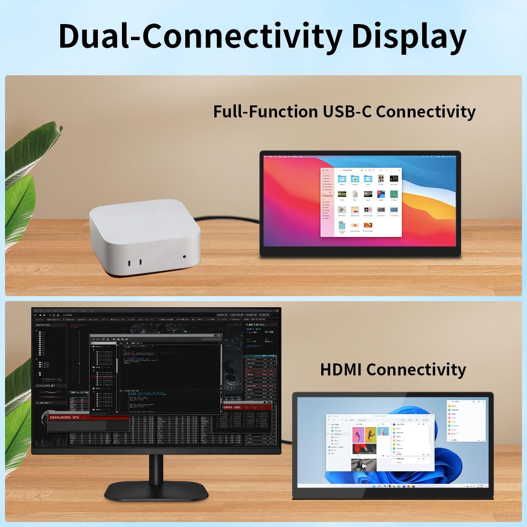 Magedok 10.1 Inch Touchscreen Mini Monitor, IPS 1540×720 USB-C HDMI Portable Secondary Display with Stand & Speaker, Stretched Bar Screen for PC Laptop Rasp PI AIDA64 STEM DIY