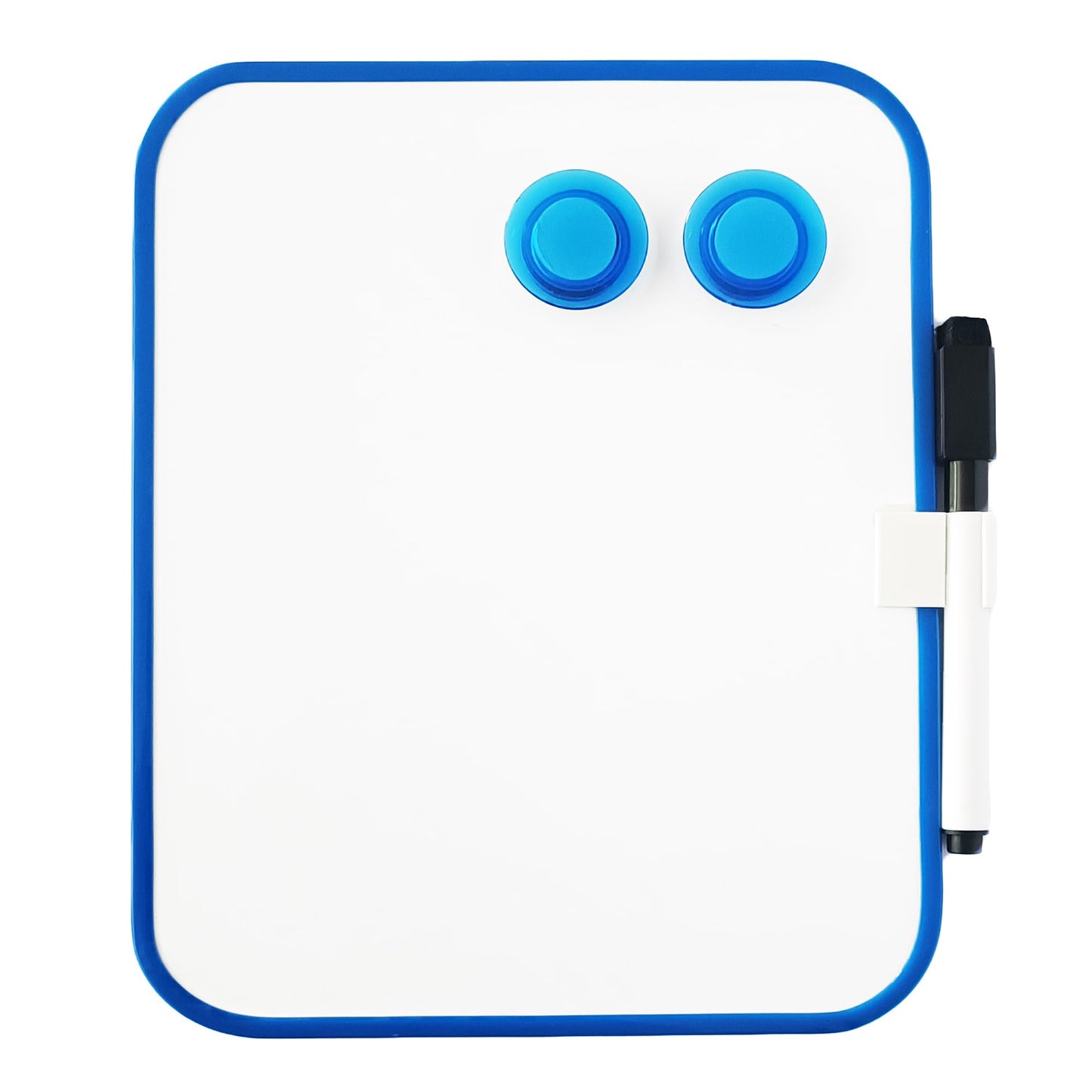 Magnetic Dry Erase Board for School Locker, 6" x 8", Blue Framed with Marker and 2 Magnets - Small Whiteboard for Classroom, Home, Office, Travel