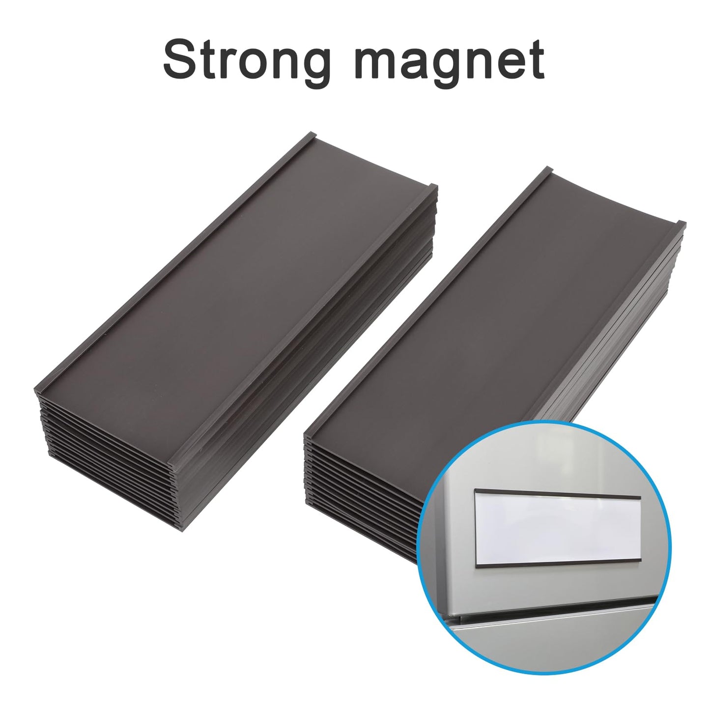 Eeoyu Magnetic Label Holders with Magnets Magnetic Data Card Holders with Clear Plastic Protectors for Metal Shelf, Whiteboard, Set of 50 (3 x 8 Inch)