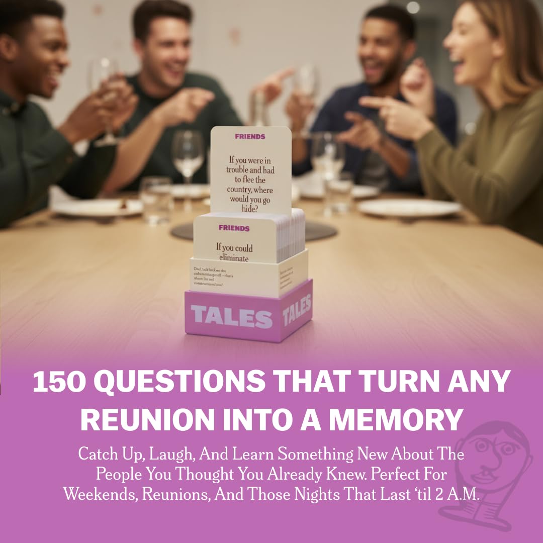 TALES 150 Conversation Cards, Friends Edition, Fun Friend Games for Adults, Teens, Kids, Perfect for Parties, Game Nights, Gifts & Gatherings, Conversations with Friends, Meaningful Connections