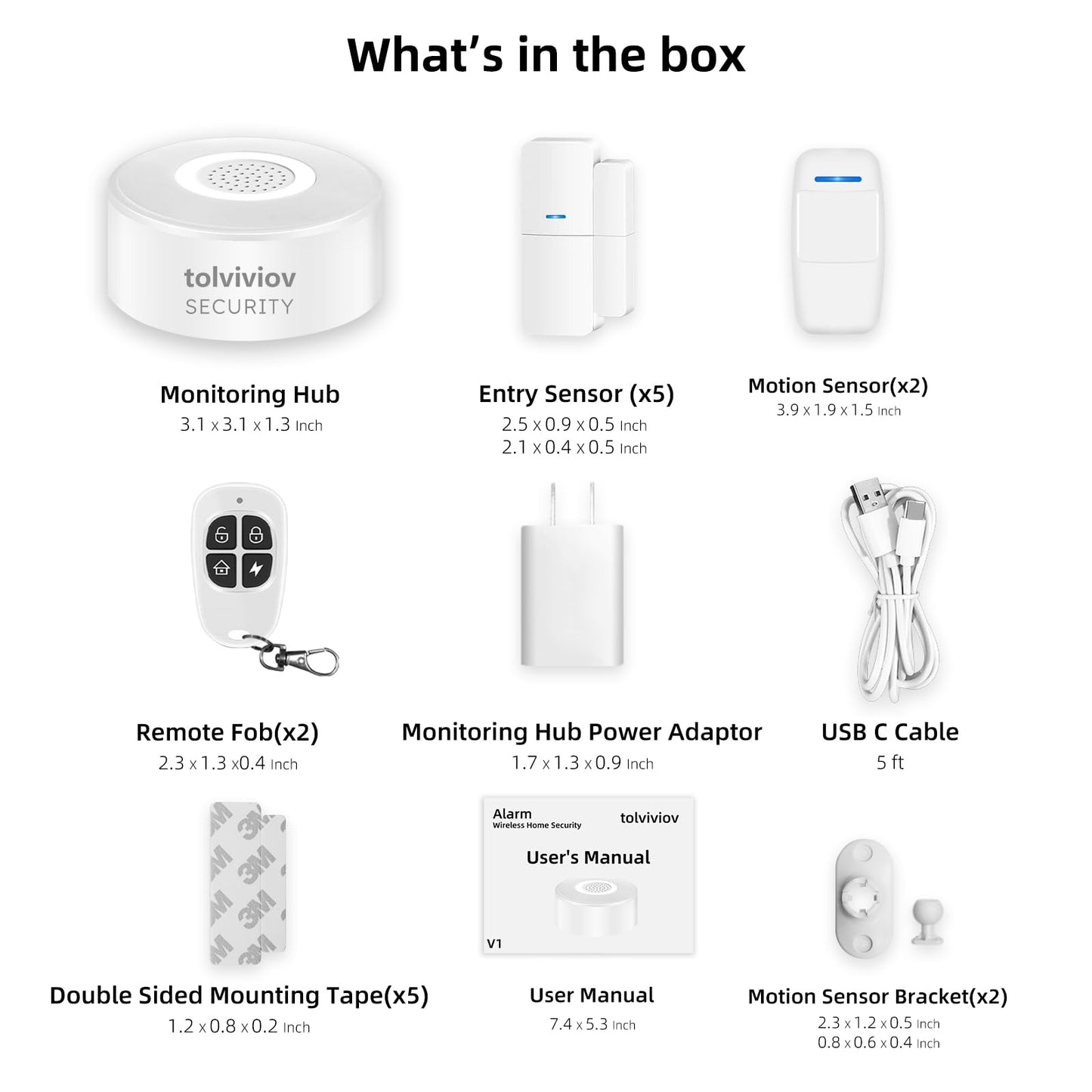 tolviviov Home Security System Wireless, DIY Door Alarm Security System, App Alerts, 10-Piece Kit, No Monthly fee, WiFi Alarm, Door Window Motion Sensor, for Safety, Home Security, Kids Safety